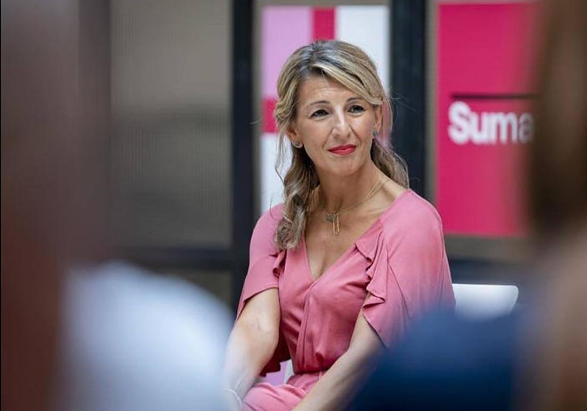 La vicepesidenta segunda, Yolanda Díaz, en un acto de Sumar.