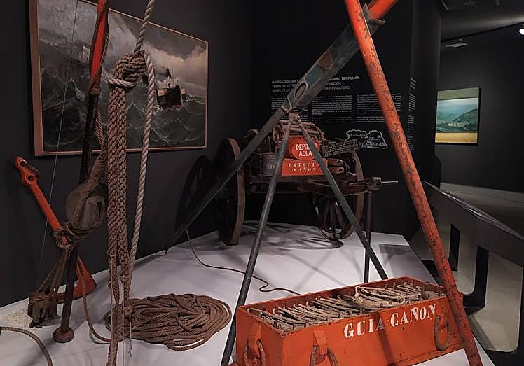 Cañón de salvamento marítimo que se usaba desde tierra para lanzar cables de rescate.