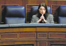 La ministra de Justicia, Pilar Llop, sentada en la bancada reservada para el Gobierno en el Congreso de Diputados.