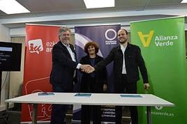 Juantxo López de Uralde (Alianza Verde), Pilar Garrido (Podemos Euskadi) y Juantxo López de Uralde (Ezker Anitza IU).