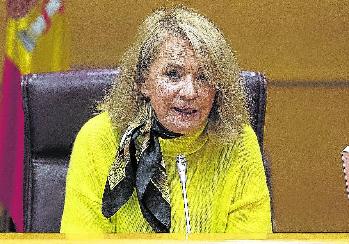 La actual presidenta interina de RTVE, Elena Sánchez Caballero, durante una comparecencia en el Senado.
