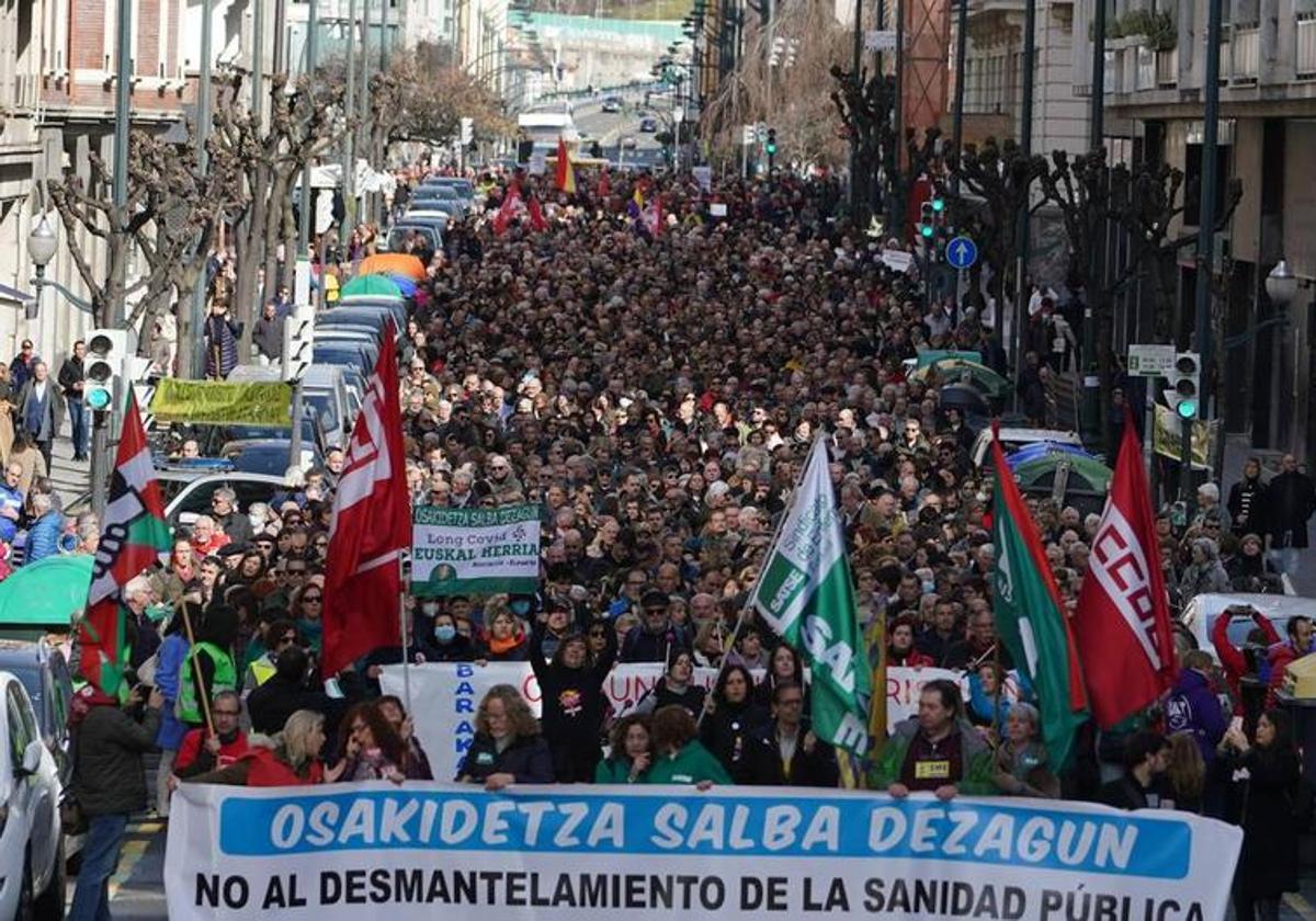 Cabecera de la manifestación del pasado sábado por las calles de Bilbao.