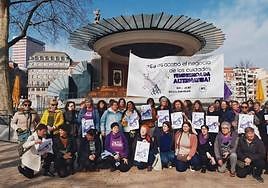 Las feministas, este lunes en la rueda de prensa celebrada en Bilbao.
