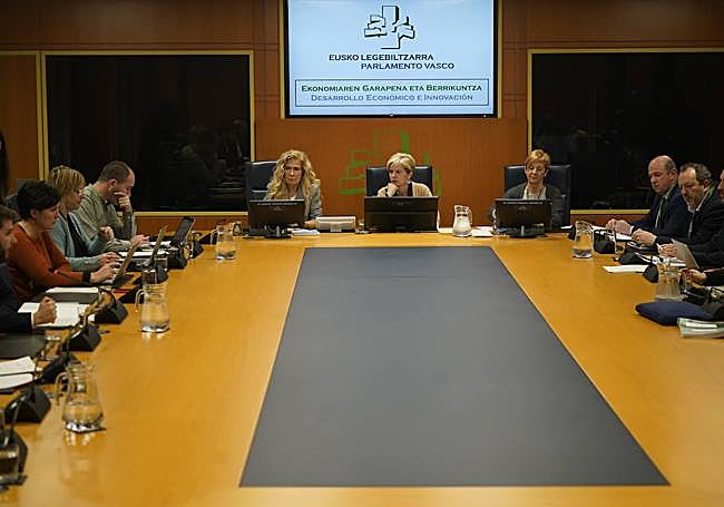 Los parlamentarios participantes en la comisión de este martes.