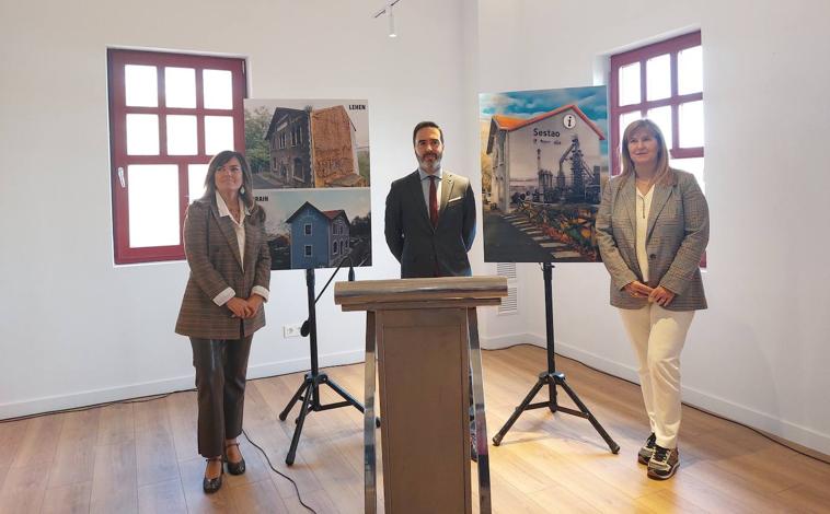 Imagen principal - Los representantes de las instituciones en la sala polivante. Abajo, visita por las instalaciones, y una imagen de un futuro almacén en su estado casi original, sin haber sido aún rehabilitado.