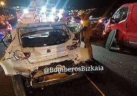 Tres heridos en un accidente múltiple en el puente de Rontegi