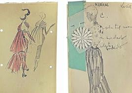 Dos de los bocetos expuestos en el museo de Getaria hasta el 31 de mayo.