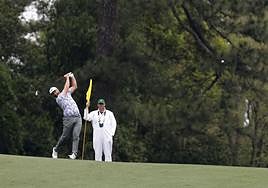 Jon Rahm, en la ronda de prácticas de Augusta.