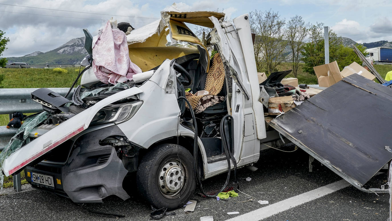 Un acccidente con un herido corta la autovía a Vitoria y provoca retenciones en San Millán