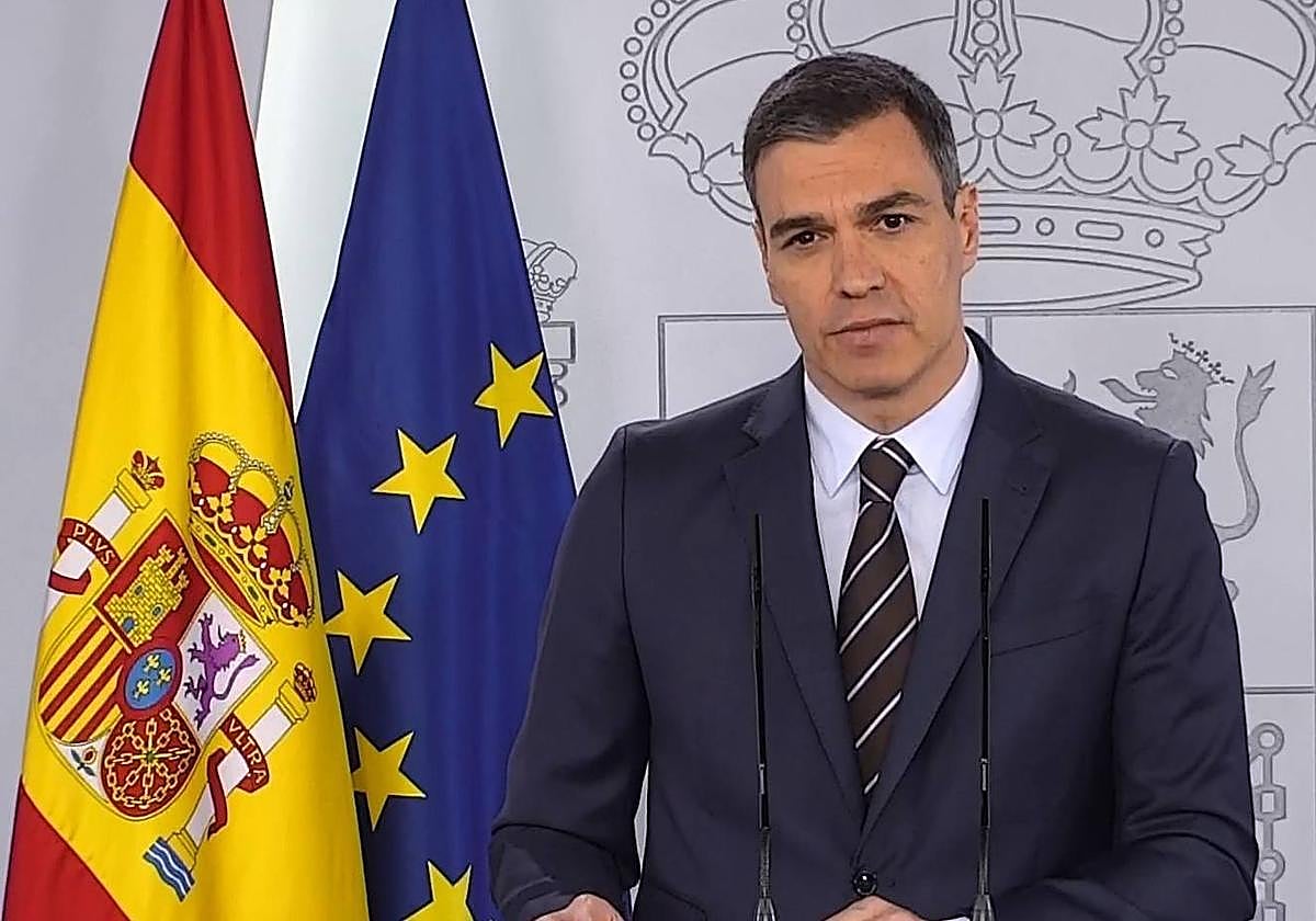 Pedro Sánchez durante una comparecencia.