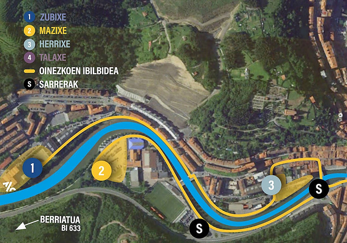 Mapa del circuito urbano por donde transcurrirá el Ibilaldia de Ondarroa.