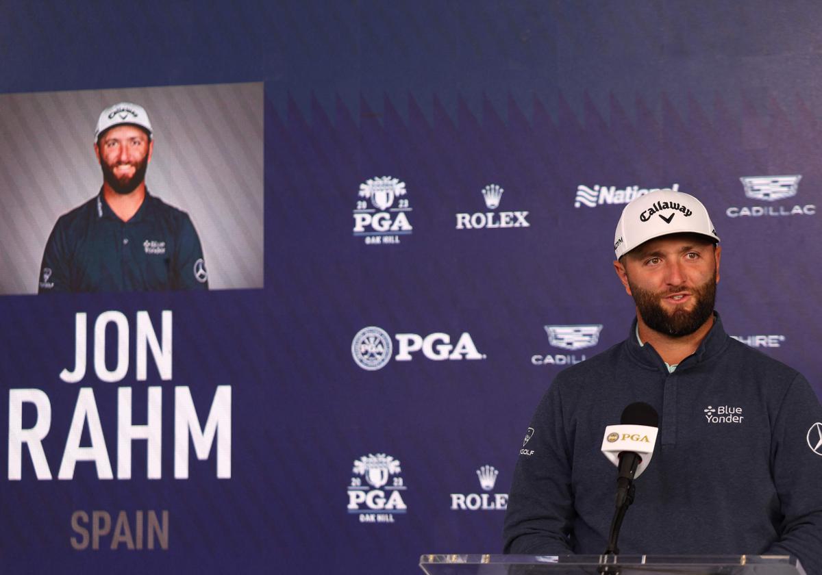 Jon Rahm, en su comparecencia ante los medios.