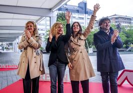 Cristina González, Meritxell Batet, Maider Etxebarria y Eneko Andueza, en el acto desarrollado en Vitoria.