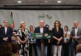 Andoni Ortuzar, en su comparecencia en Sabin Etxea.