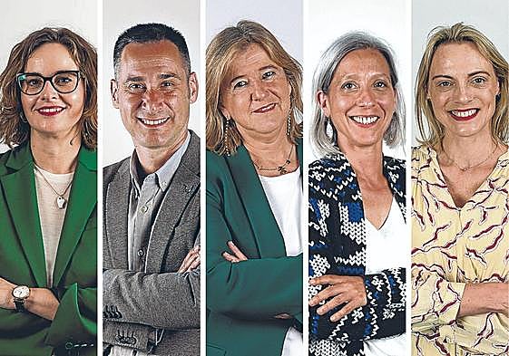 1. Elixabete Etxanobe, candidata del PNV a diputada general de Bizkaia. 2. Iker Casanova (EH Bildu). 3. Teresa Laespada (PSE). 4. Eneritz Madariaga (Elkarrekin Podemos) 5. Raquel González (PP).