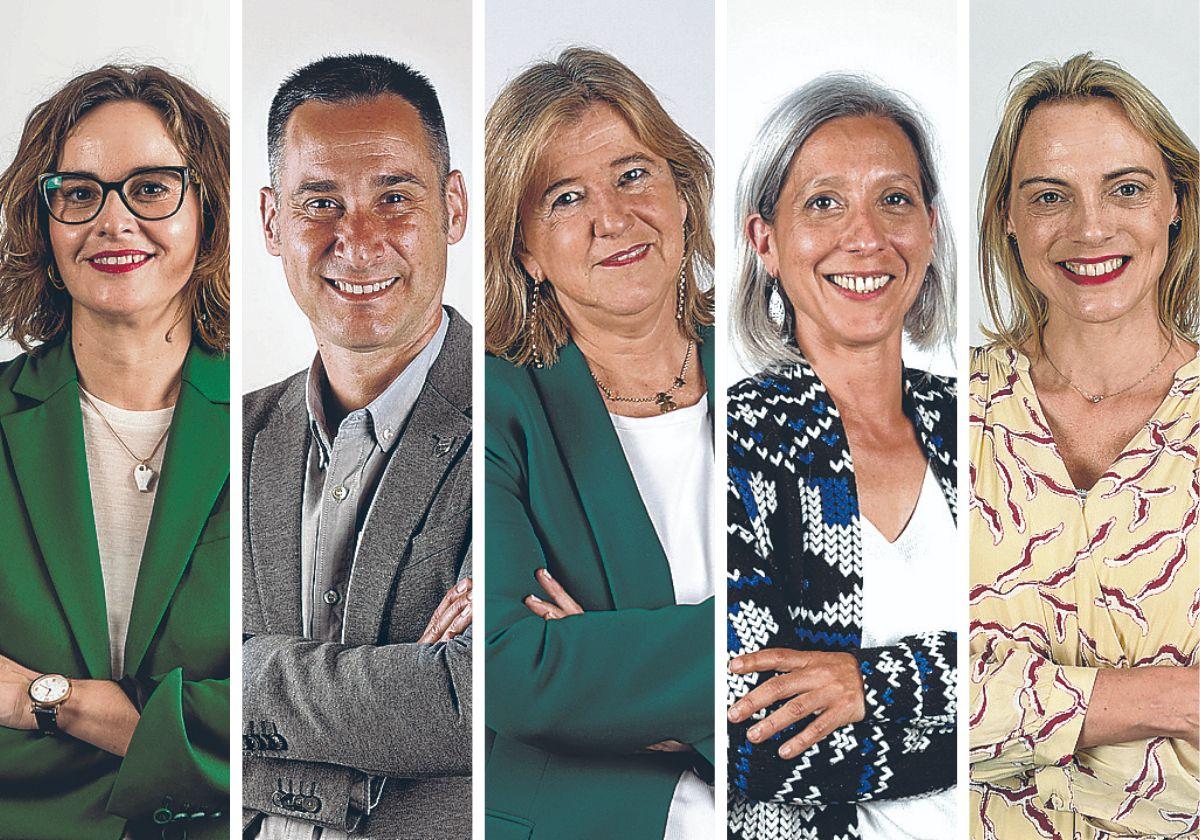 1. Elixabete Etxanobe, candidata del PNV a diputada general de Bizkaia. 2. Iker Casanova (EH Bildu). 3. Teresa Laespada (PSE). 4. Eneritz Madariaga (Elkarrekin Podemos) 5. Raquel González (PP).