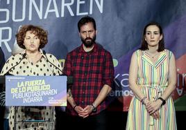 Garbiñe Ruiz, con rostro serio durante la comparecencia de Pilar Garrido en Bilbao