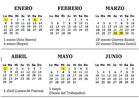 Calendario laboral en Bizkaia 2024.