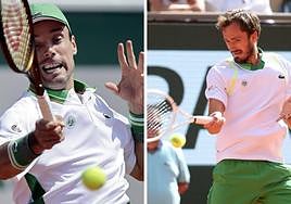 Bautista y Medvedev, durante este Roland Garros.