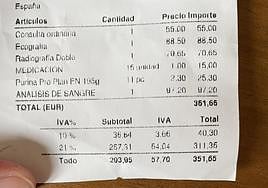 Ticket del veterinario.