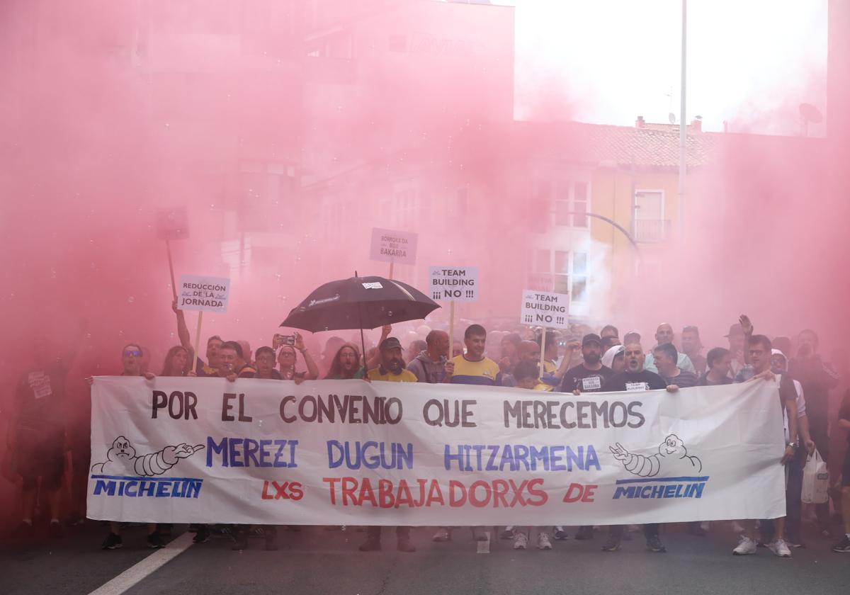 Manifestación de los trabajadores de Michelin.