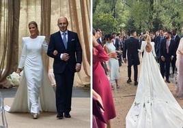 Hombreras, cut out, cristales... los detalles de los dos vestidos de Naroa Peñagarikano en su boda con el jugador del Athletic Dani García