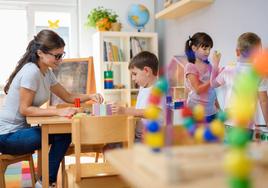 Un grupo de niños durante una clase.