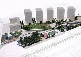 Infografía del proyecto de las cinco grandes torres en el centro de Durango