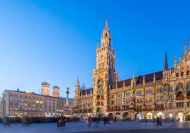 Atardecer en Marienplatz, uno de los símbolos de Munich.