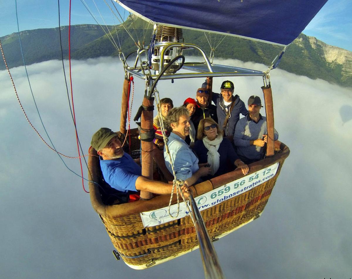 Selfie desde la barquilla durante el ascenso sobre Orduña.