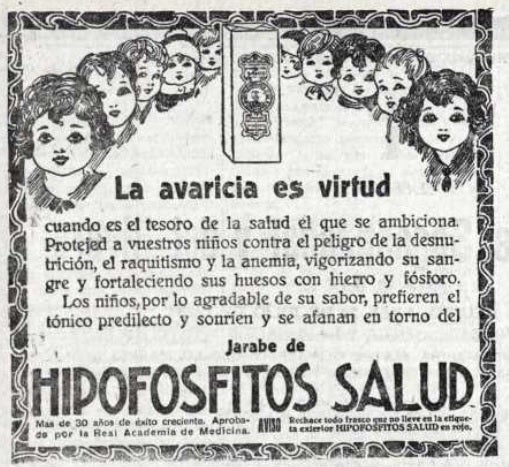 Imagen - 'La avaricia es virtud', campaña publicitaria de Hipofosfitos Salud.