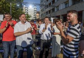 Otegi, Rufián y Junqueras, en Durango.