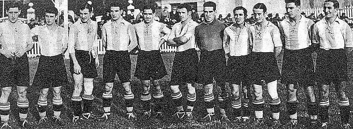 La alineación del equipo albiazul en aquella temporada 1930-31.