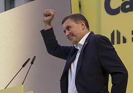 Arnaldo Otegi, en un mitin en Cataluña.