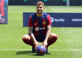 Iñigo en su presentación con el Barcelona