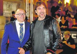 José Luis Rebordinos, con Javier Bardem, en una de las muchas visitas del actor al Zinemaldia.