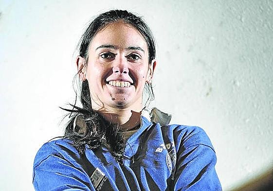 Maider Etxezabal, durante un entrenamiento con el Badaiotz.