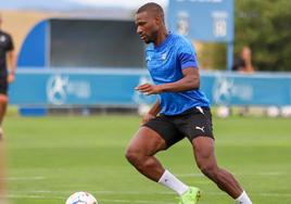 Sylla, durante el entrenamiento de la semana.