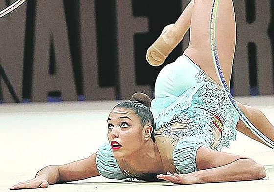 Solaun, durante el ejercicio de aros en el Mundial.