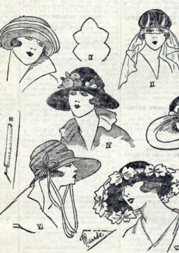 Imagen - Ilustración de sombreros para señora en las páginas de moda.