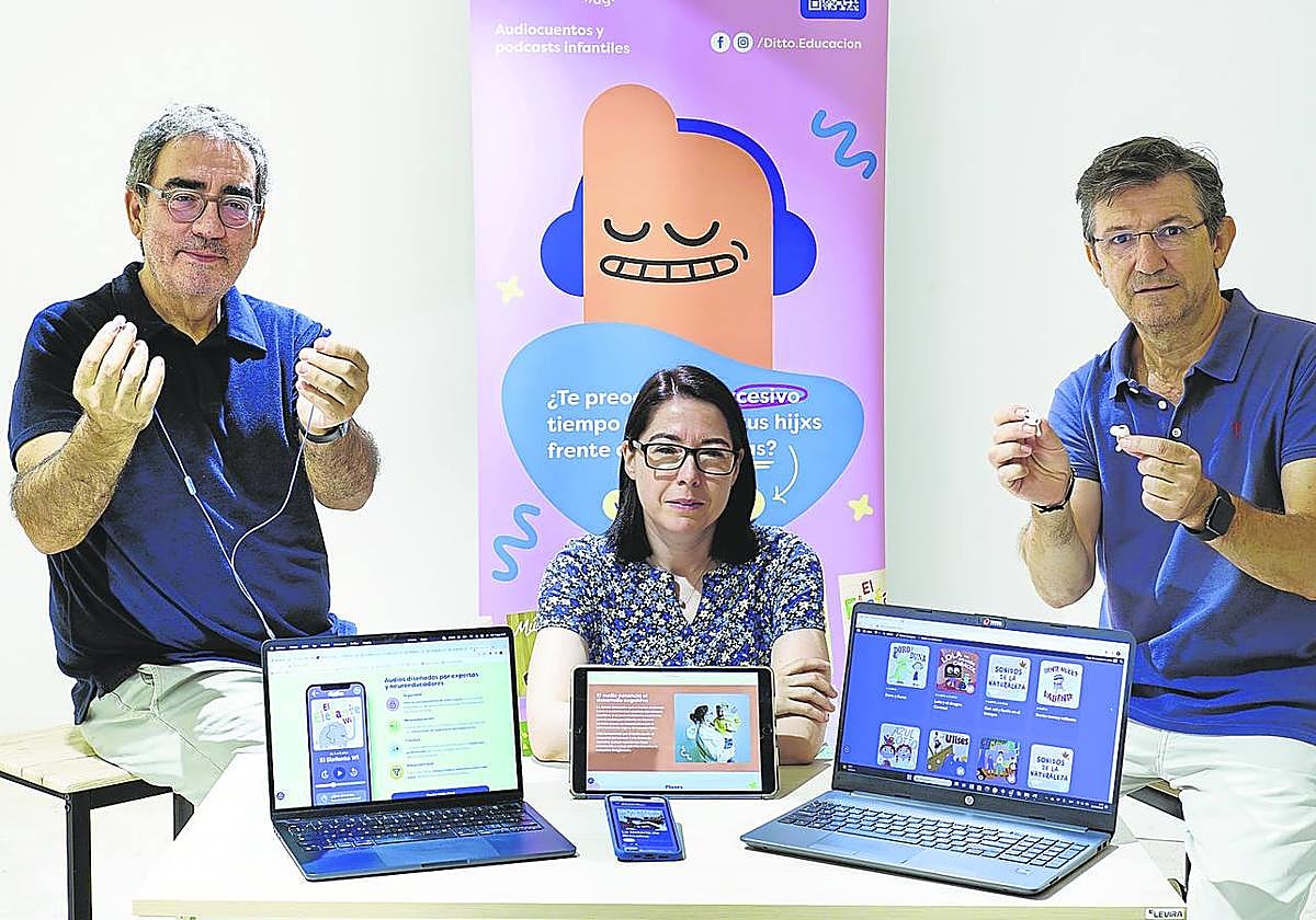 Lluís Rodríguez Pi, Fionna Moul y Alfonso J. González, socios fundadores de la plataforma de audios infantiles Ditto.