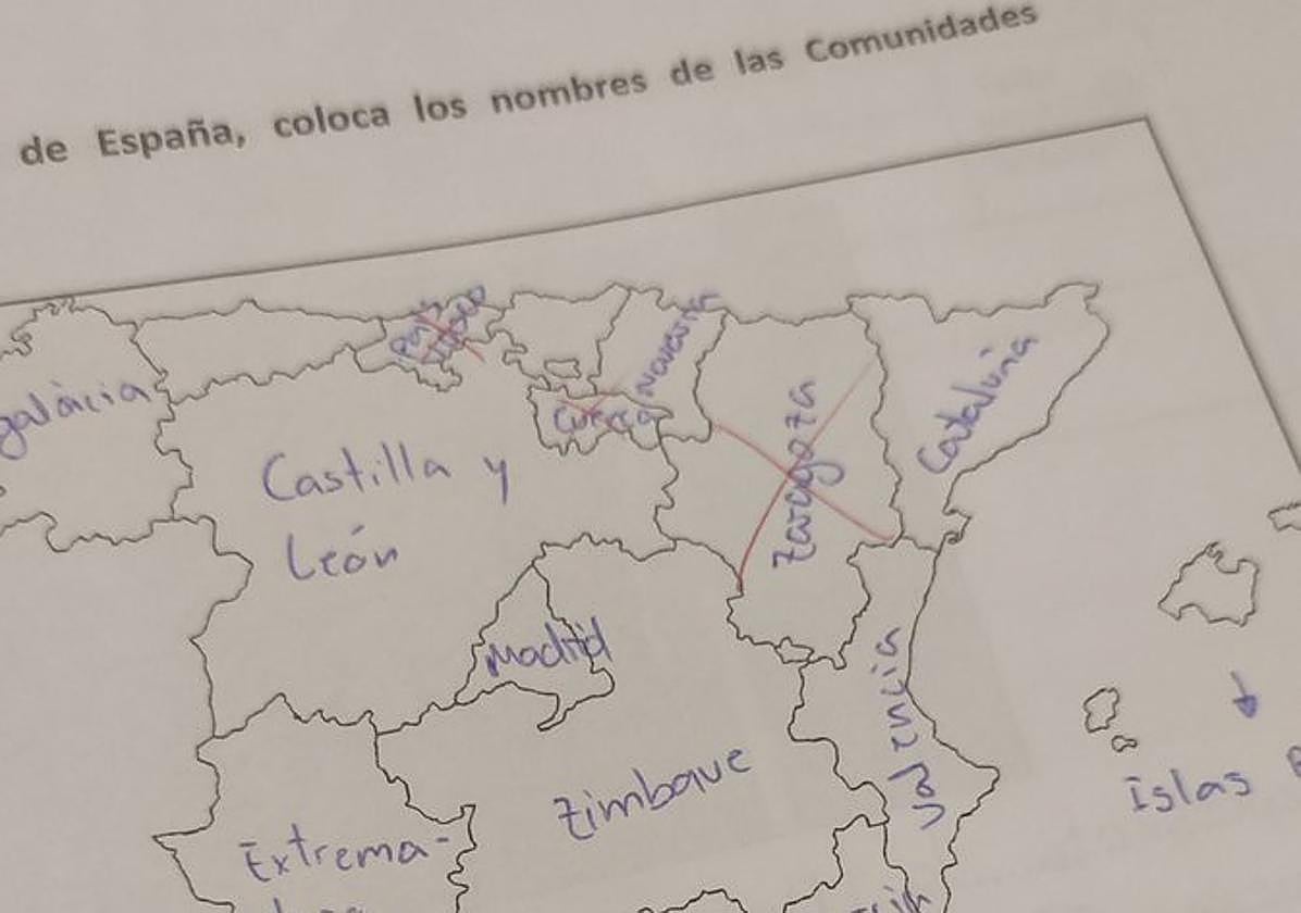 Imagen del ejercicio de Geografía del alumno.
