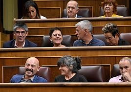 Los diputados de EH Bildu siguen este martes la intervención de Feijóo desde sus escaños.
