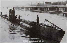 El submarino alemán UC 65, hermano del UC 69 que actuó frente a la costa vizcaína.