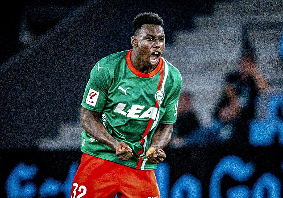 Samu celebra con rabia su gol contra el Celta, el primero con el Alavés.