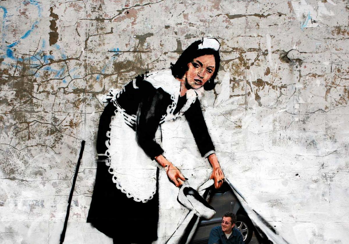 Una de las obras de Bansky.