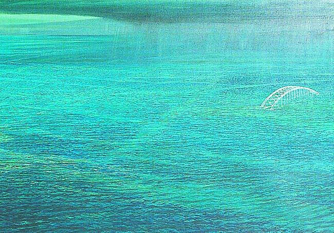 'El anteúltimo diluvio'. Jesús Mari Lazkano describe así esta obra de 1997. «Un vasto océanolo sumerge todo (...) pero no todo está perdido, nos queda la actitud, nuestro estilo, aquelloque nos define y nos da confianza. El arco de San Mamés emerge como último asidero».