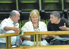 Andoni Ortuzar, Itxaso Atutxa y Arnaldo Otegi, durante el último Pleno de Política General.