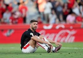 Yeray en el estadio del Mallorca.