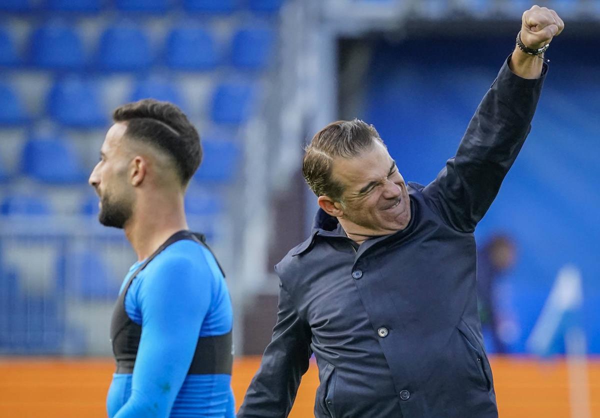 Luis García celebra el triunfo con vehemencia.